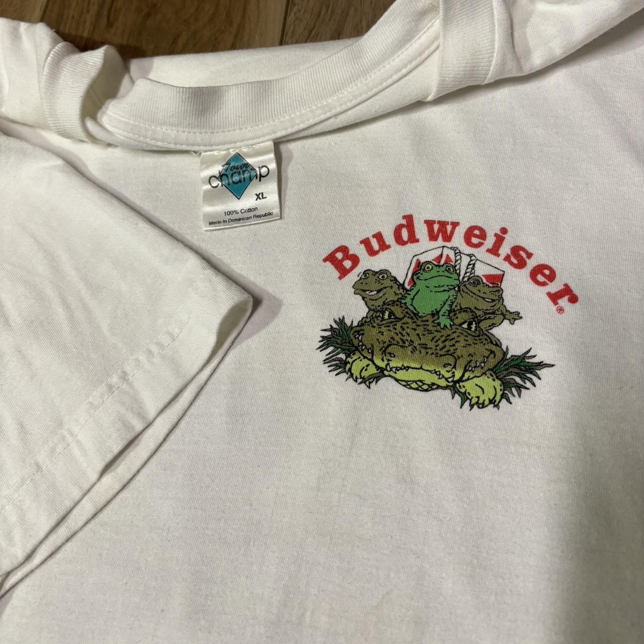 Vintage 90s Budweiser beer alligator frog tshirt | Depop