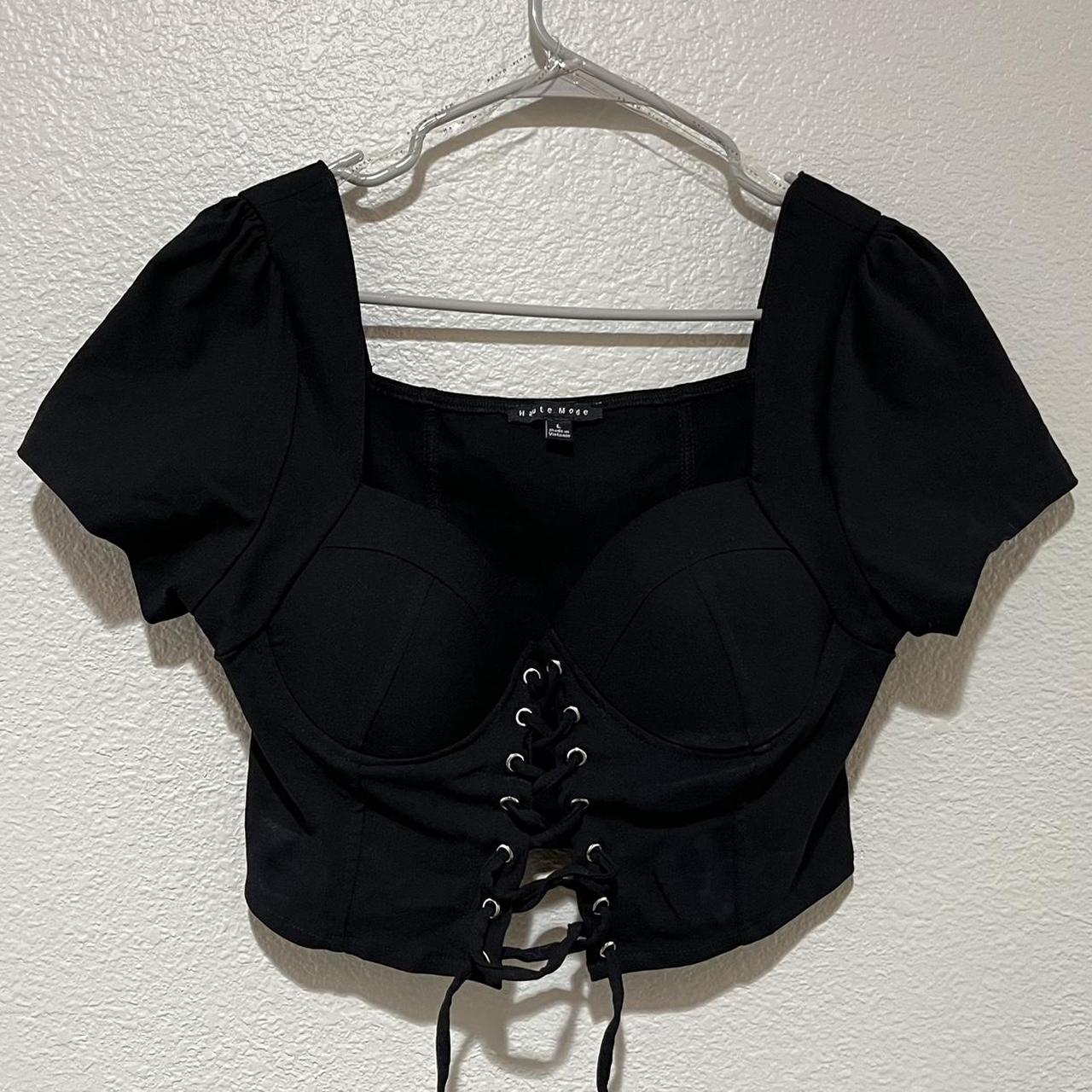 Black Corset Crop Top • In perfect condition. •... - Depop