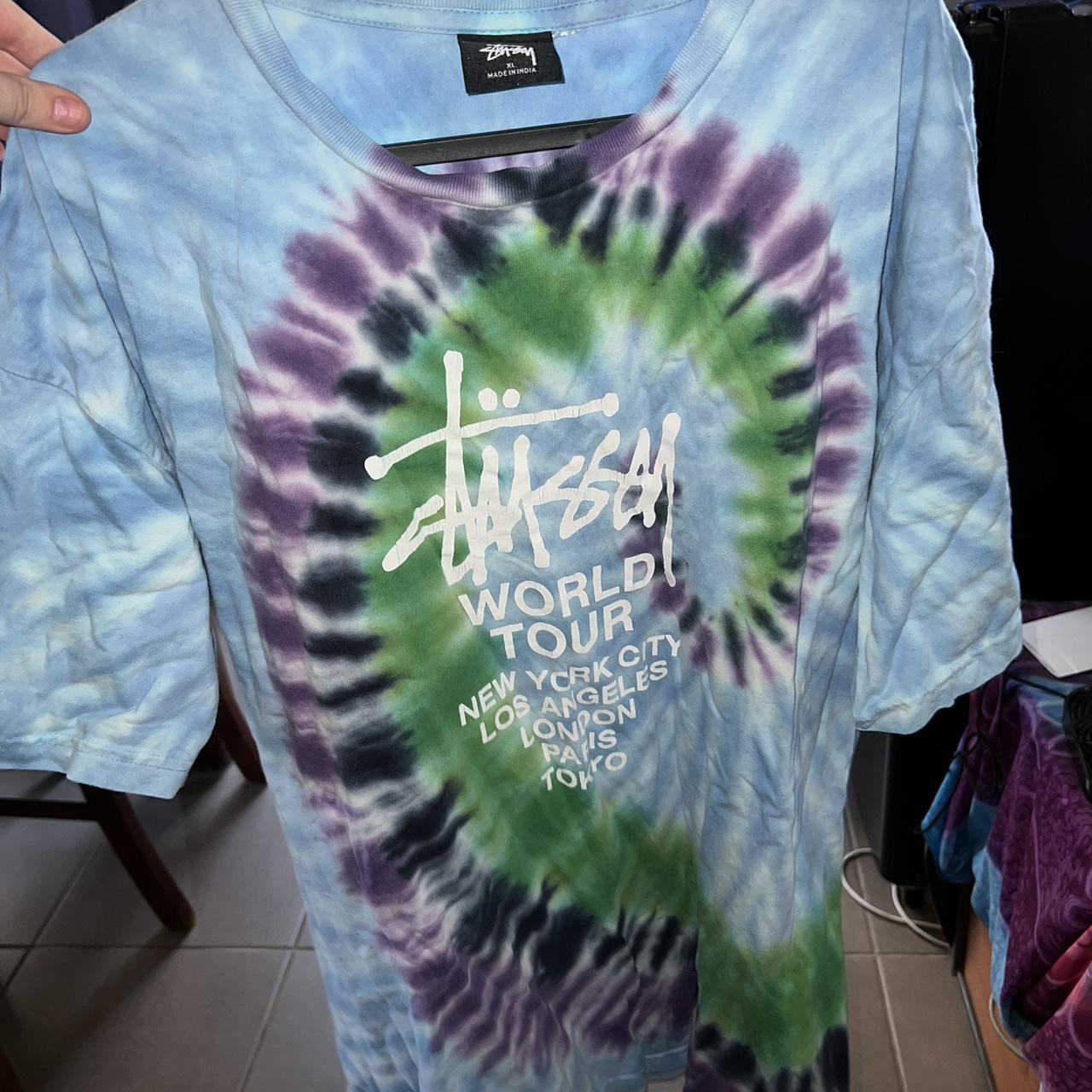 Stüssy XL tie dye t-shirt in blue, purple, green Depop