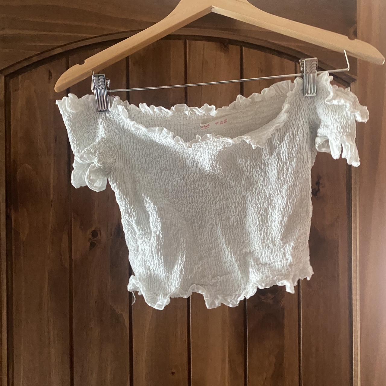 white off the shoulder crop top!! great for layering... - Depop