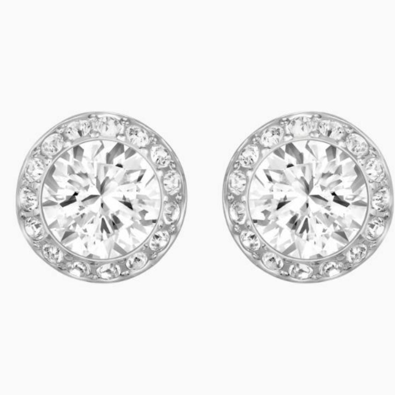 Rhodium Plated Swarovski Inspired Necklace and... Depop