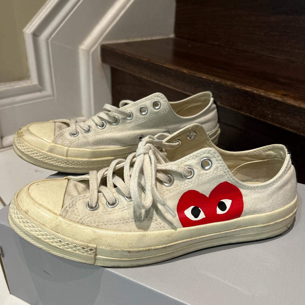 used comme de garcons white converse