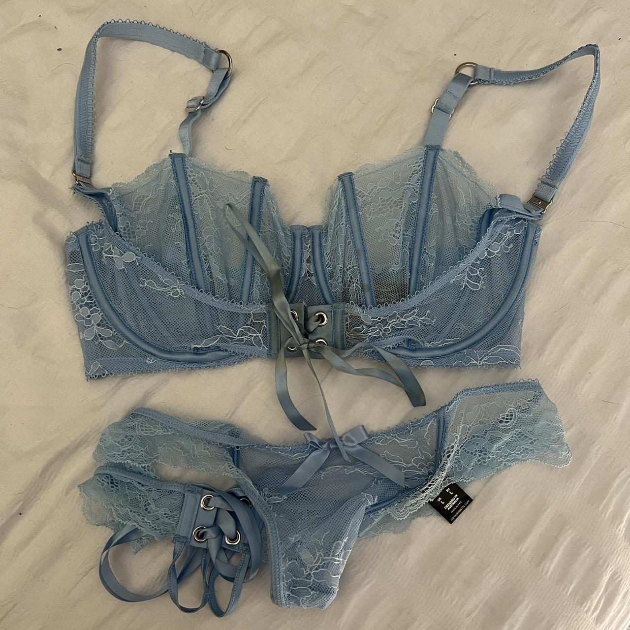 HONEY BIRDETTE REBECCA BLUE LACE SET never been... - Depop