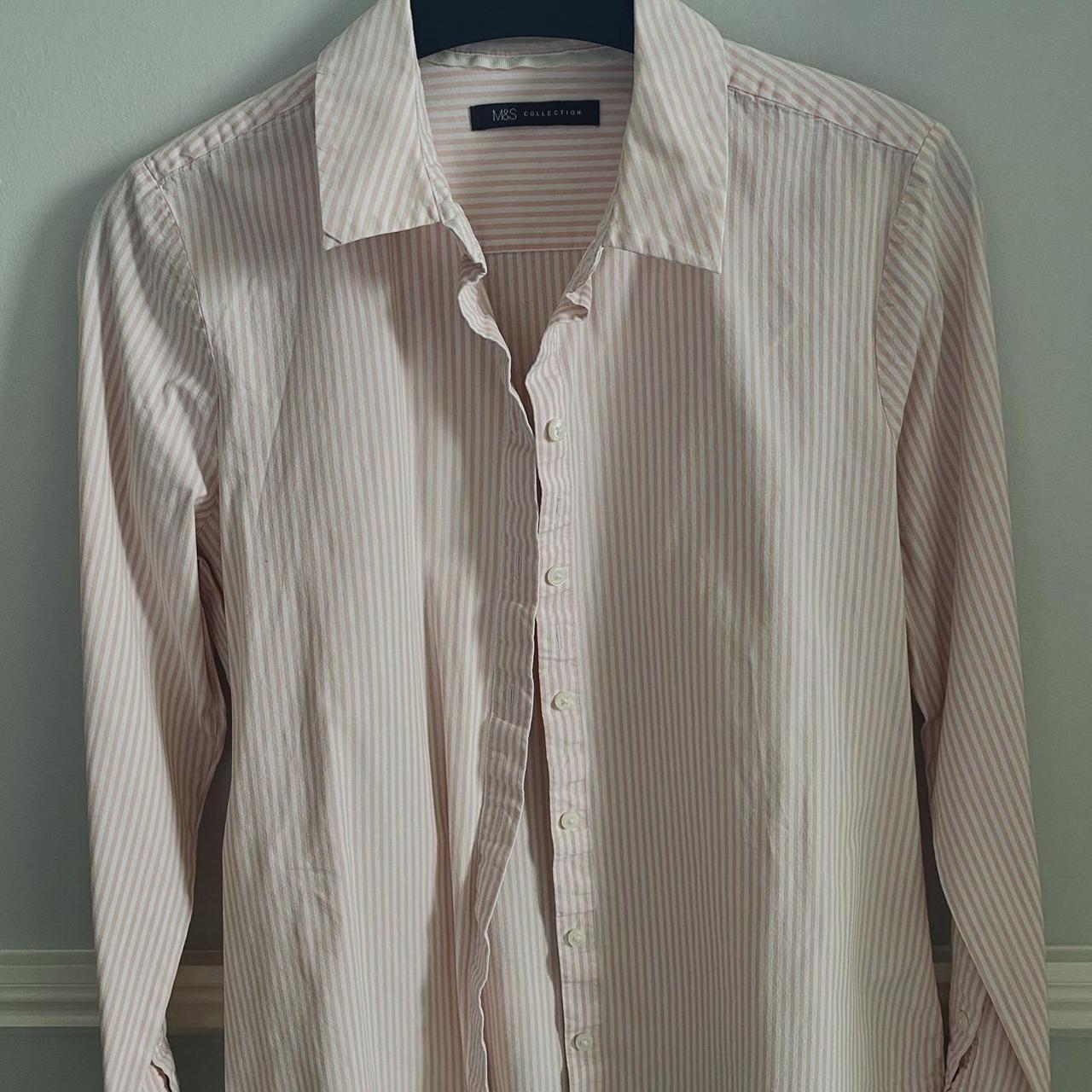 baby pink and white shirt from M&S great for work or... - Depop