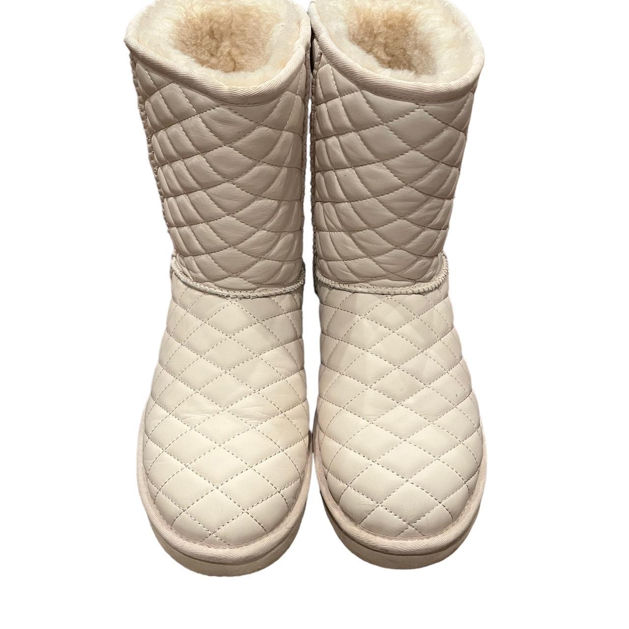 White leather quilted Ugg's. Like new. No stains or | Depop