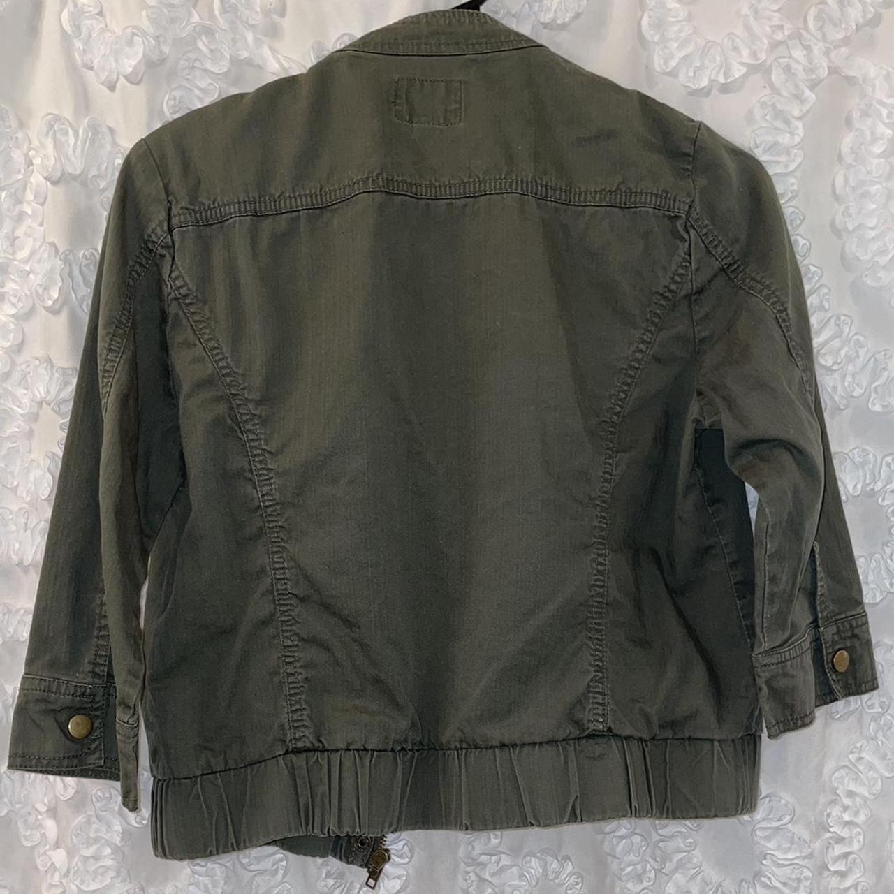 cropped army green jacket size M, used - good... - Depop