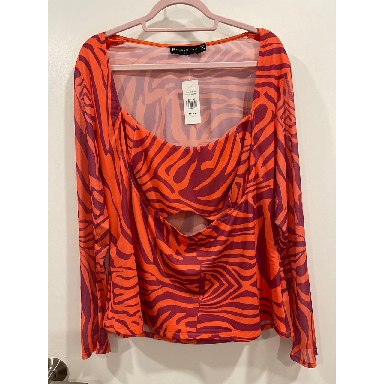 Fashion to Figure “cutout printed mesh” orange &... Depop