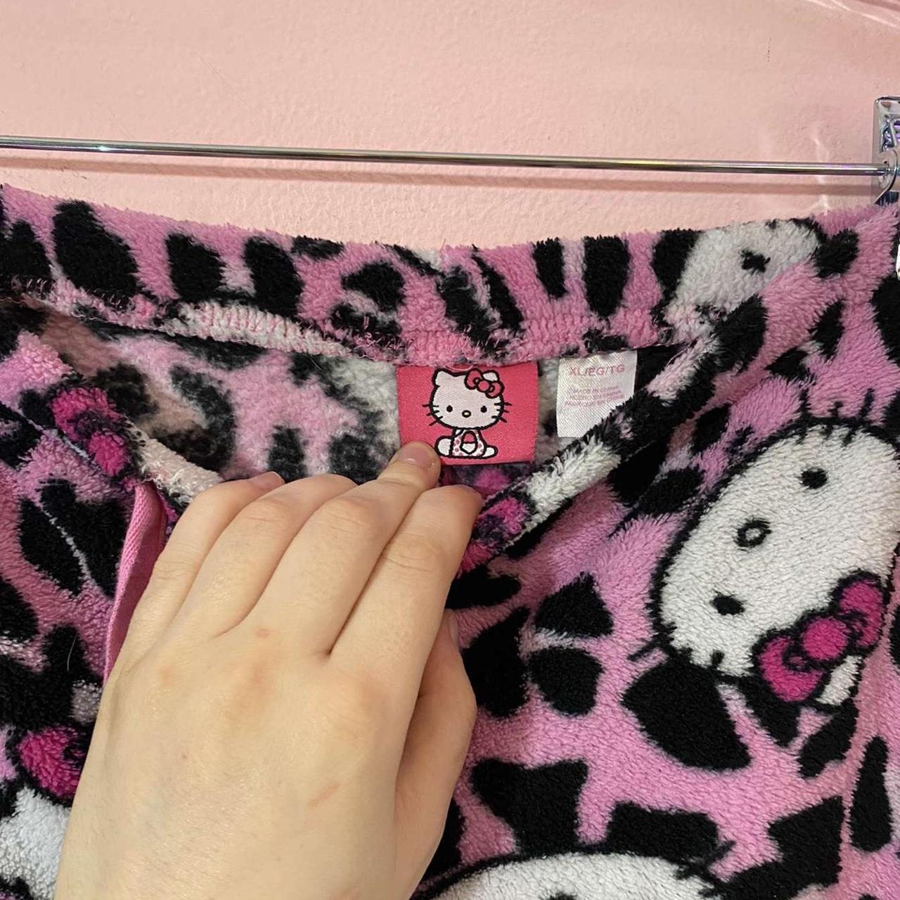 cutest pink cheetah print hello kitty pajama... - Depop
