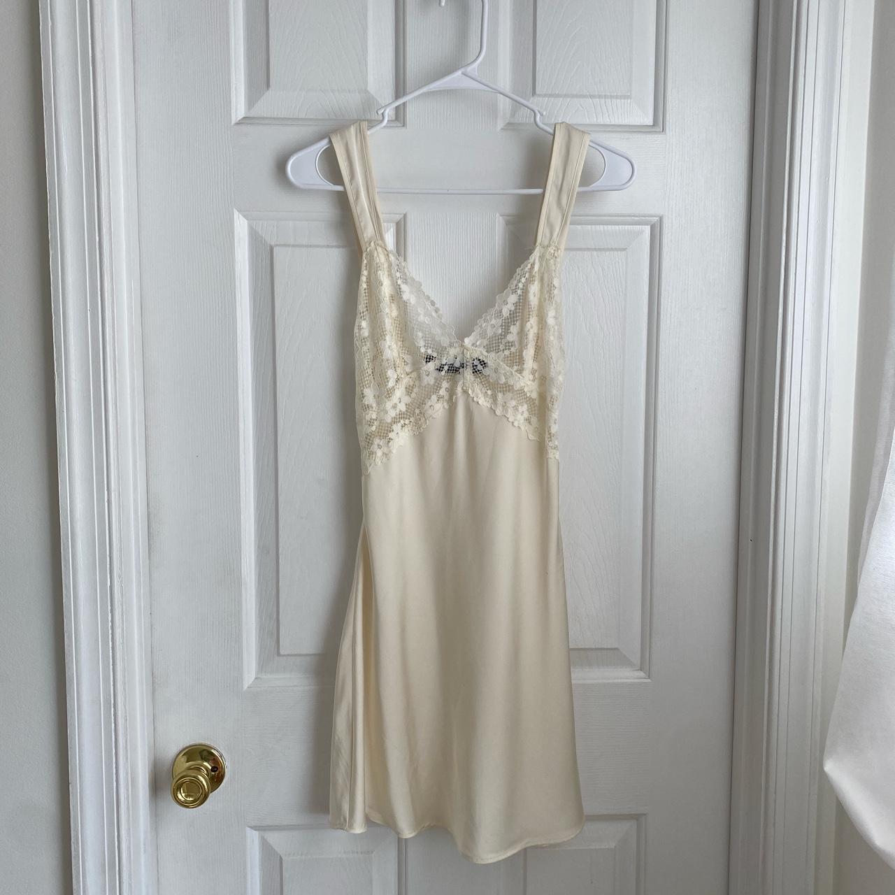 Lioness cream mini slip dress lace bust - Depop