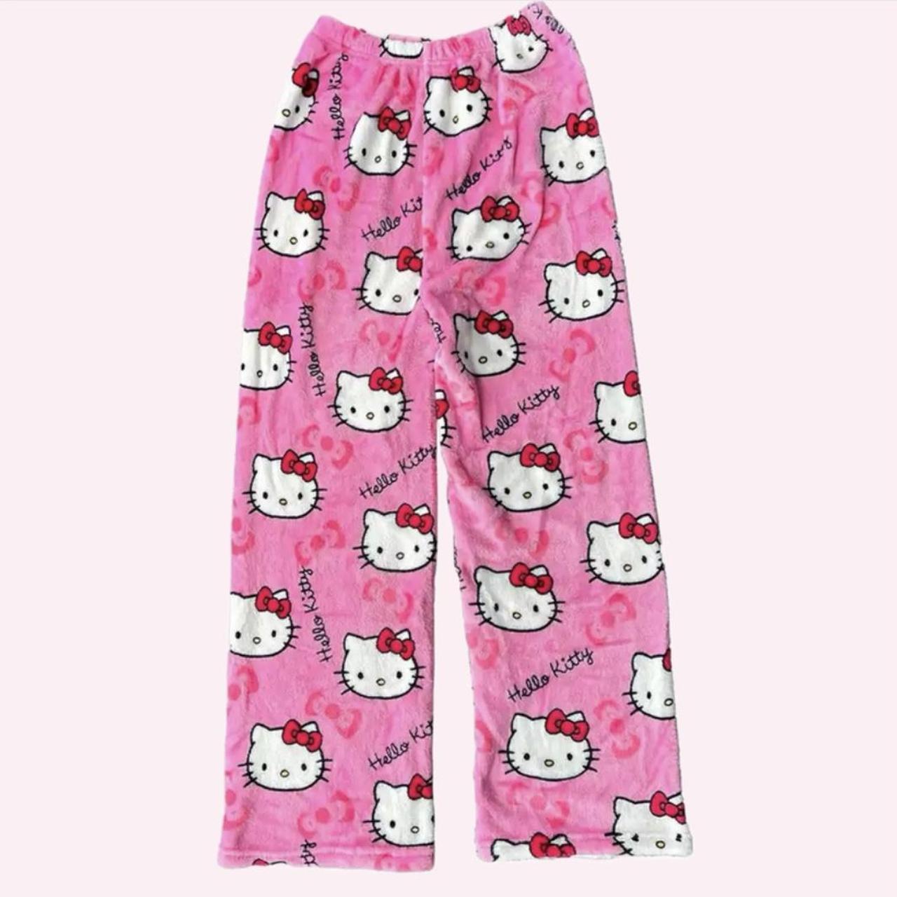 hot pink hello kitty pj pants -size Medium could... - Depop