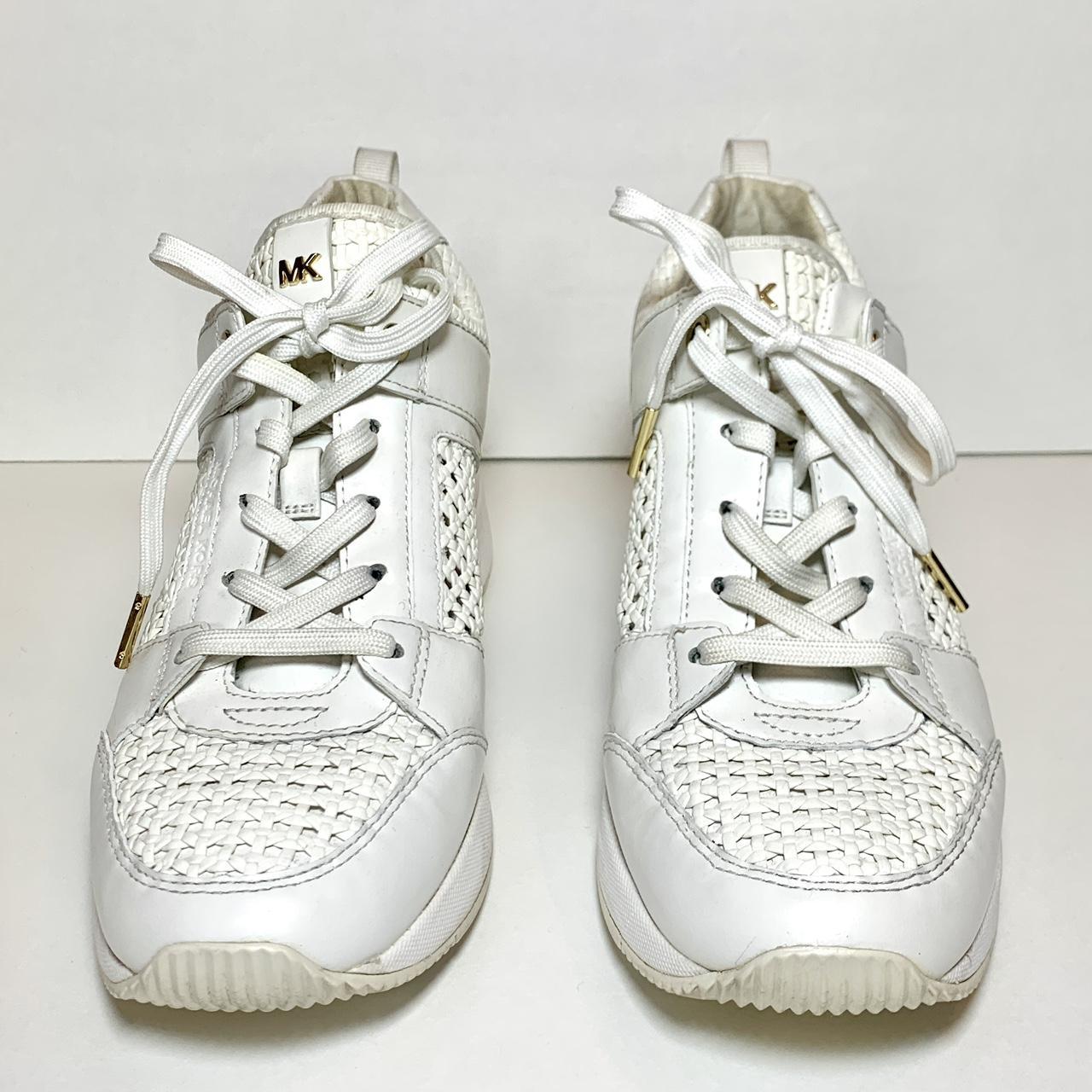 michael michael kors georgie woven leather trainer