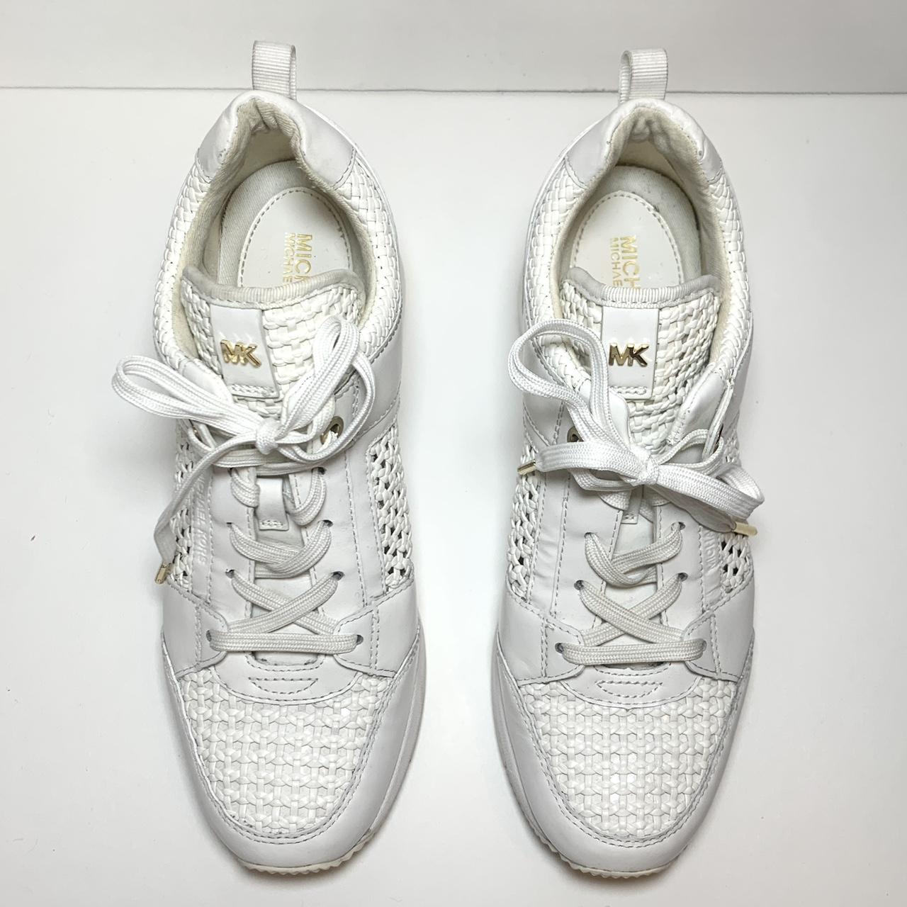 michael kors georgie woven leather trainer