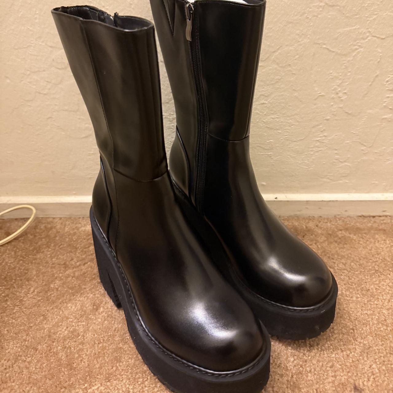 unif parker boot dupe size 7 chunky black platform... | Depop