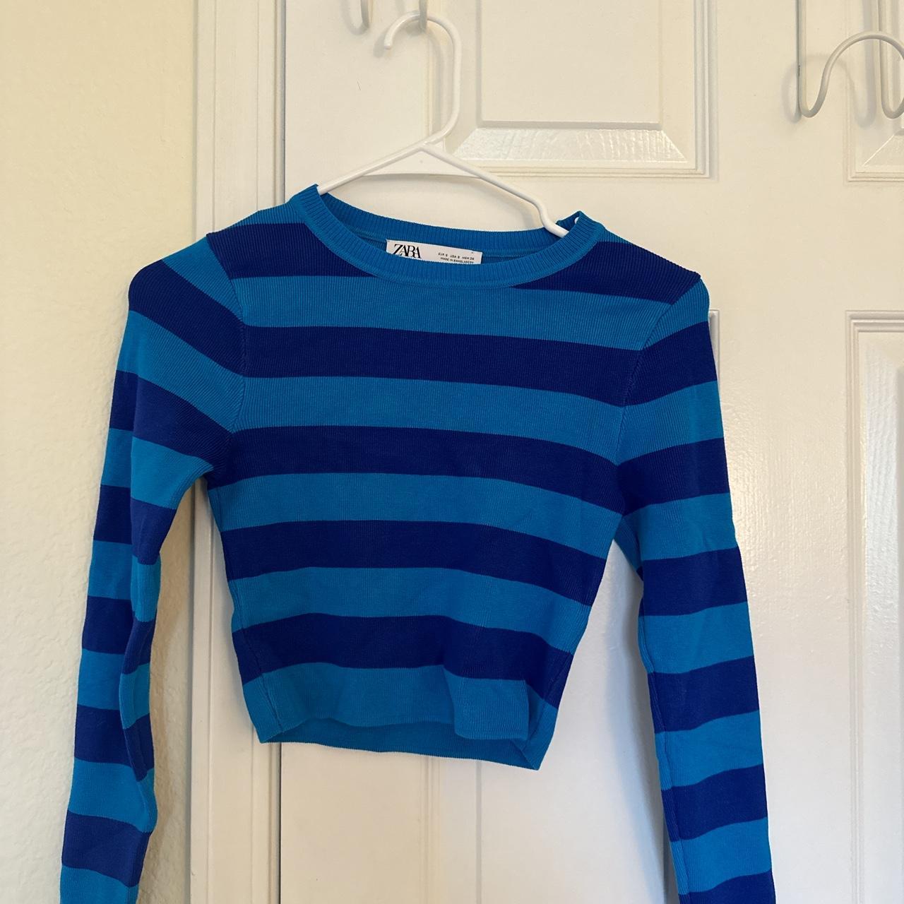 Zara Women's Blue and Purple Croptop Depop