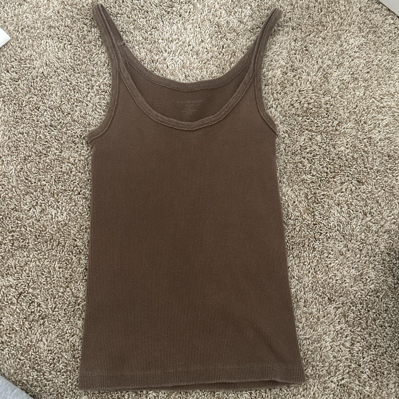 Long Brandy Melville Brown Tank -one Size Fits All - Depop