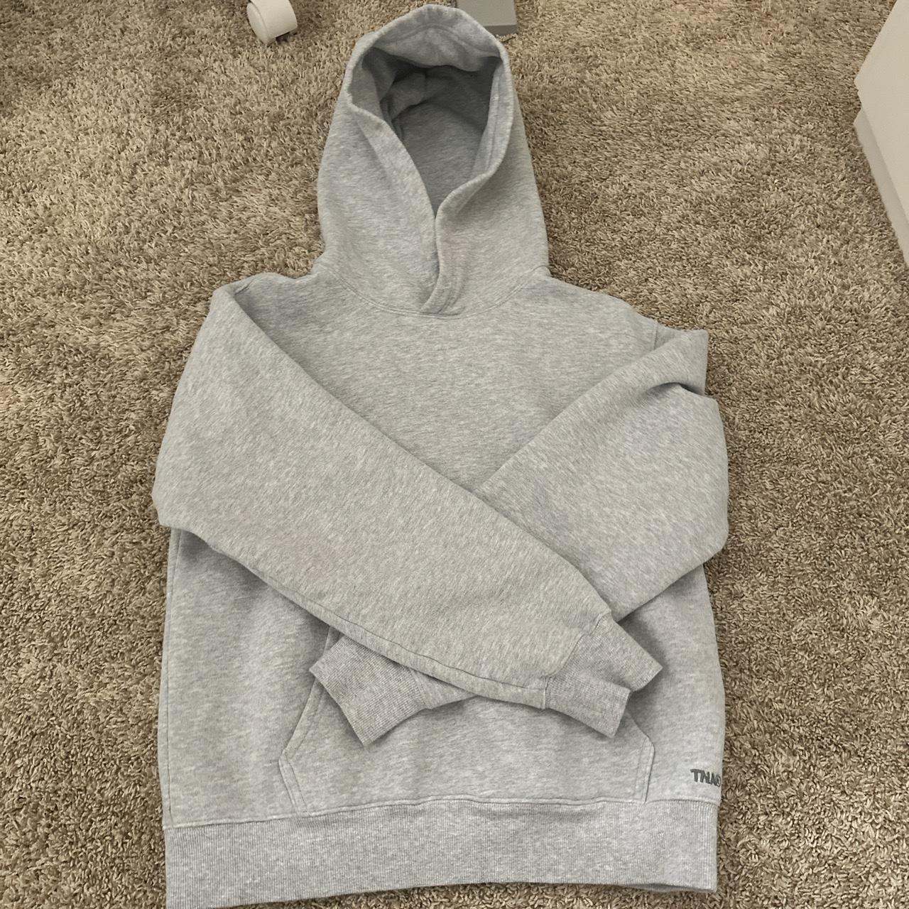 TNA cozy fleece hoodie -grey -size small - Depop