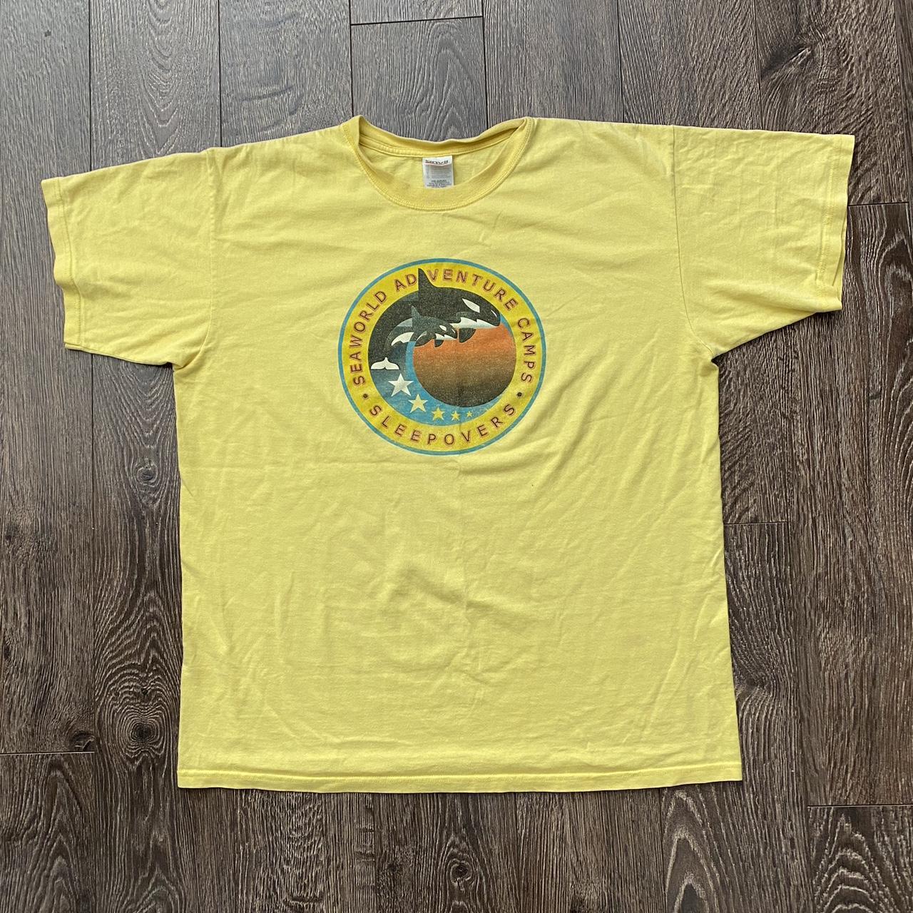 Vintage Seaworld Camp Tee Size L #vintagetee #yellow... - Depop