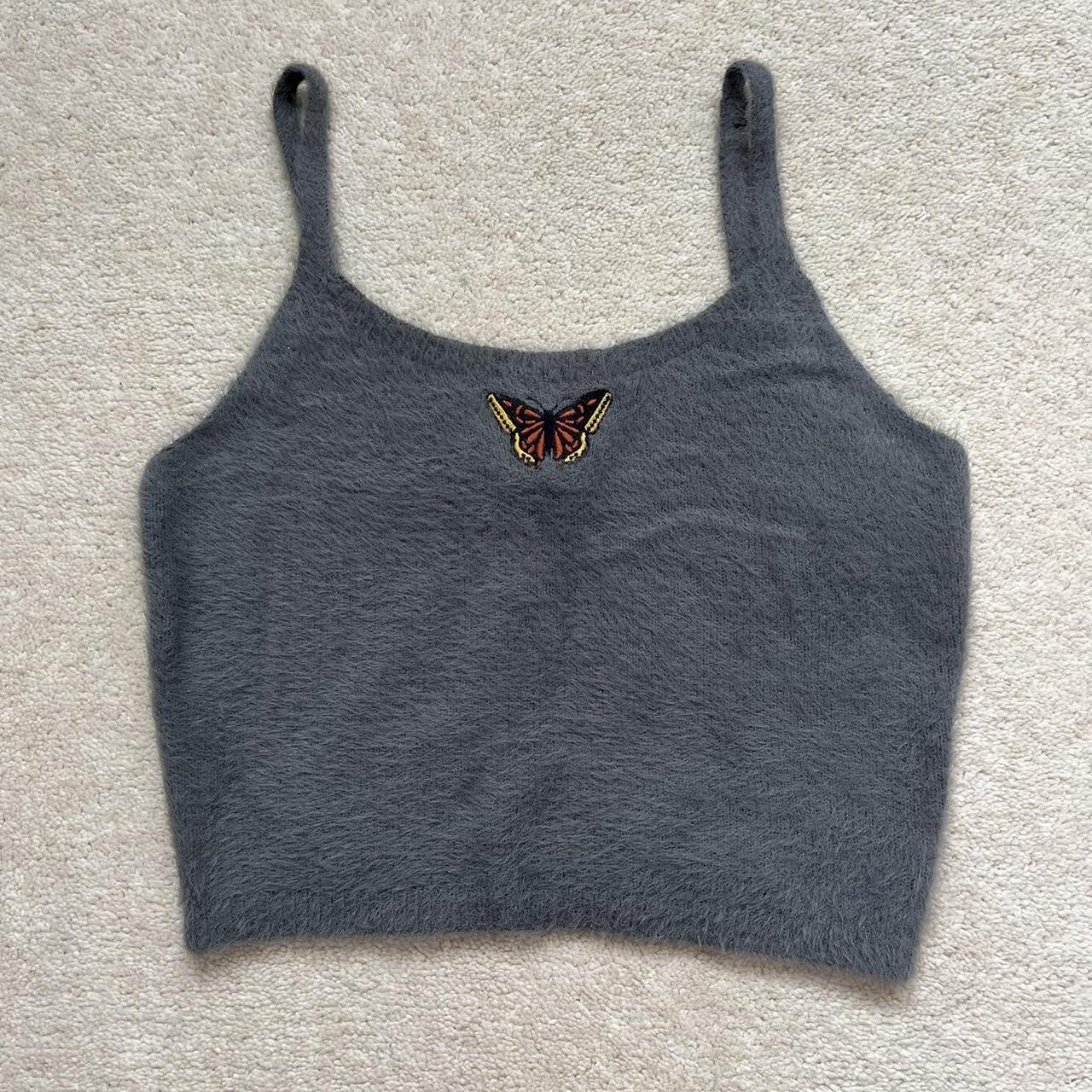 Crop Tops Butterfly Hollister Shirt Hollister Fluffy Grey
