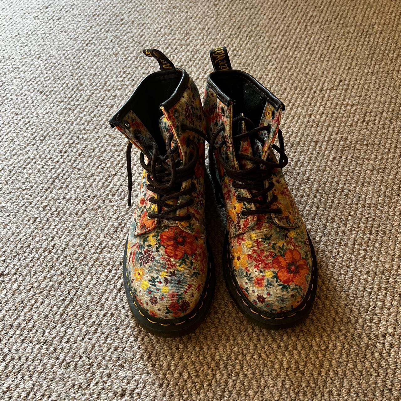 Doc Martin summer floral lace up boots. Worn a... - Depop