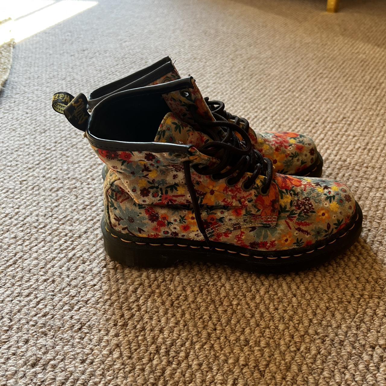 Doc Martin summer floral lace up boots. Worn a... - Depop