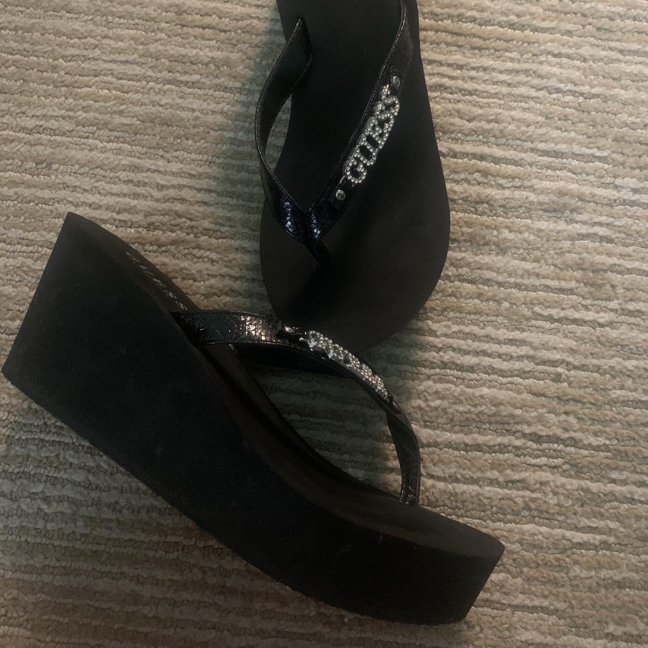 Guess Women's Black Flipflops Depop