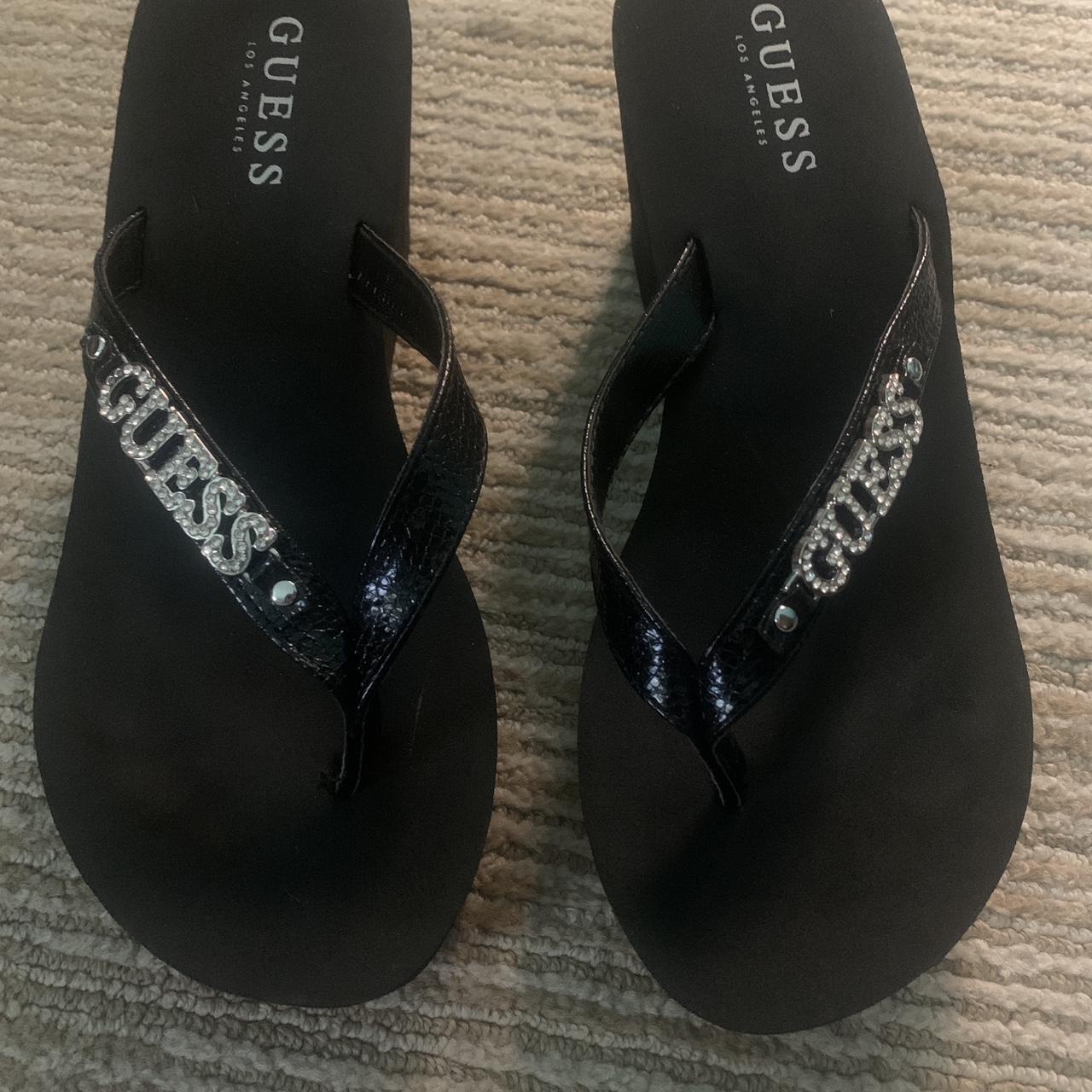 Guess Women's Black Flipflops Depop