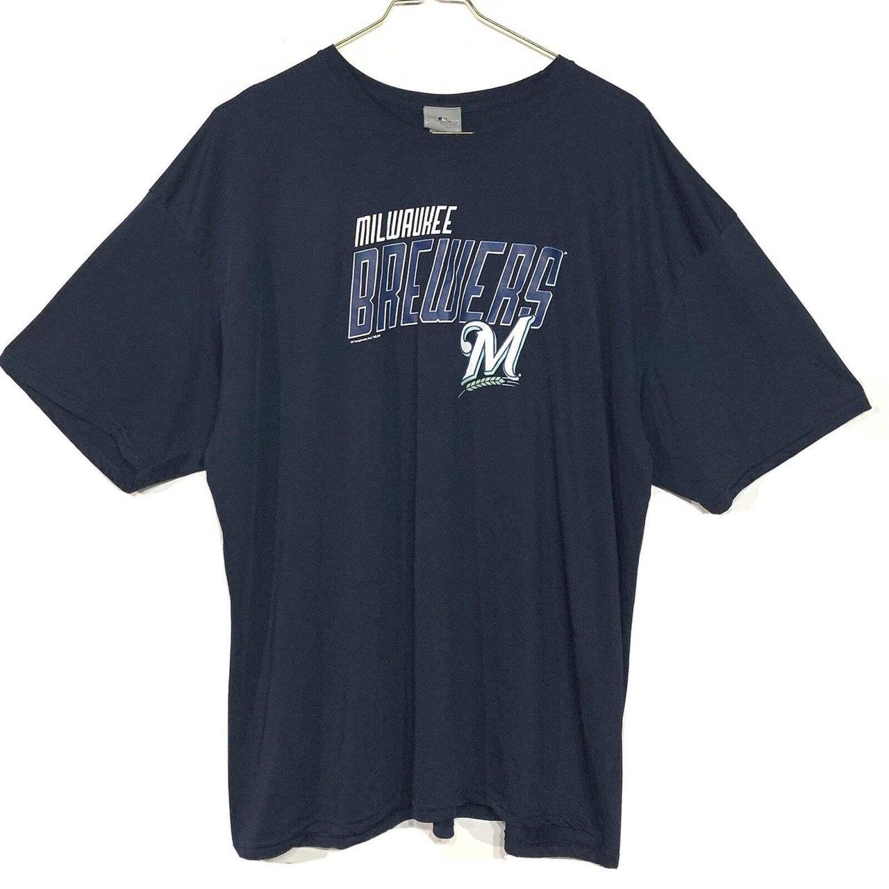 Buy the Womens Blue Milwaukee Brewers Short Sleeve Crew Neck