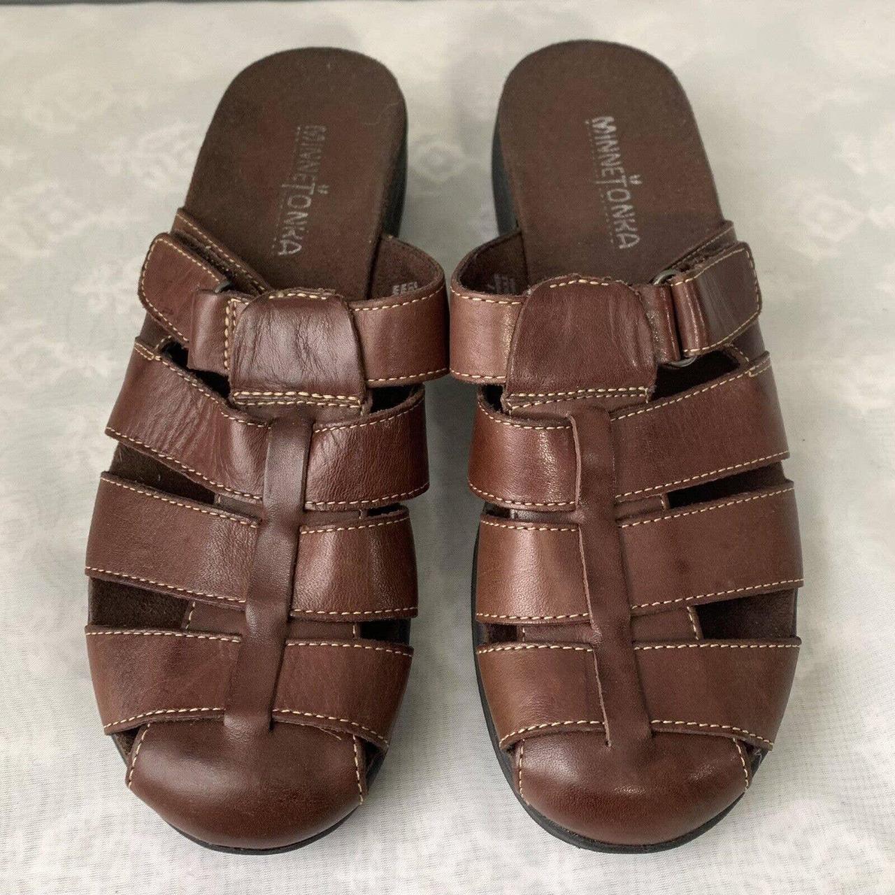 minnetonka leather mules