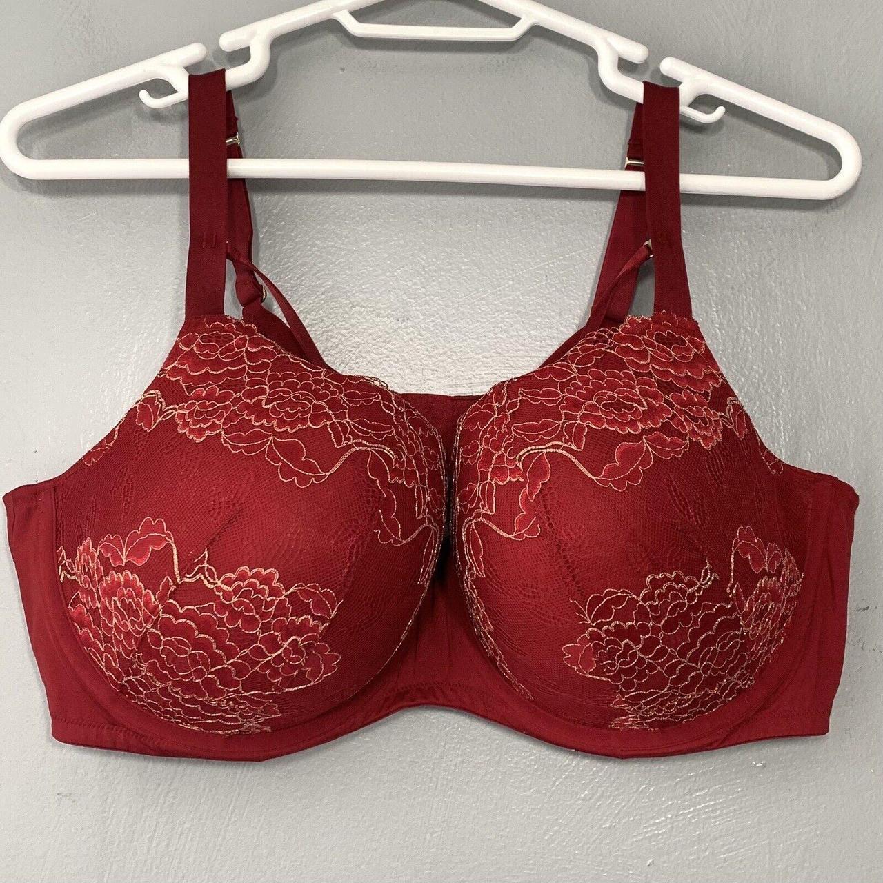 This Cacique Balconette red wine and metallic gold - Depop