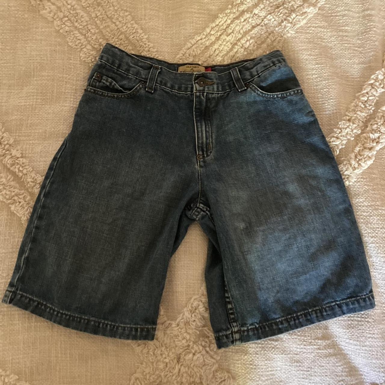 Vintage jean jorts featuring back pockets, marked a... - Depop