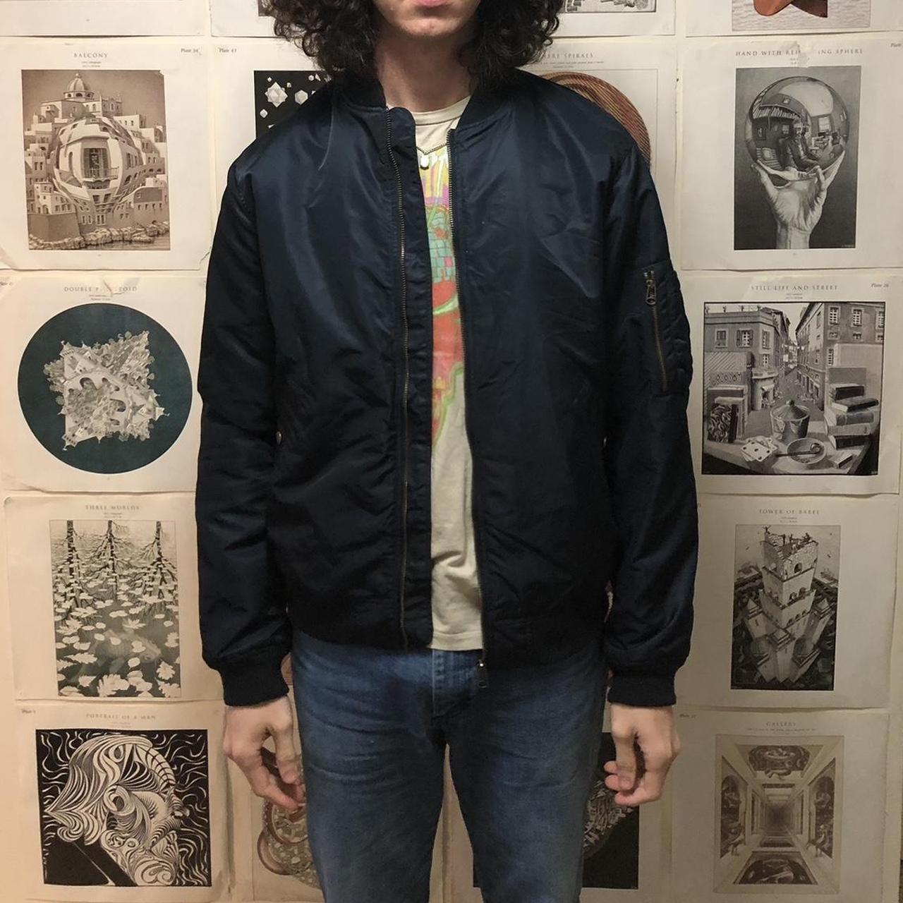 Amazing navy blue bomber jacket Incredibly... - Depop