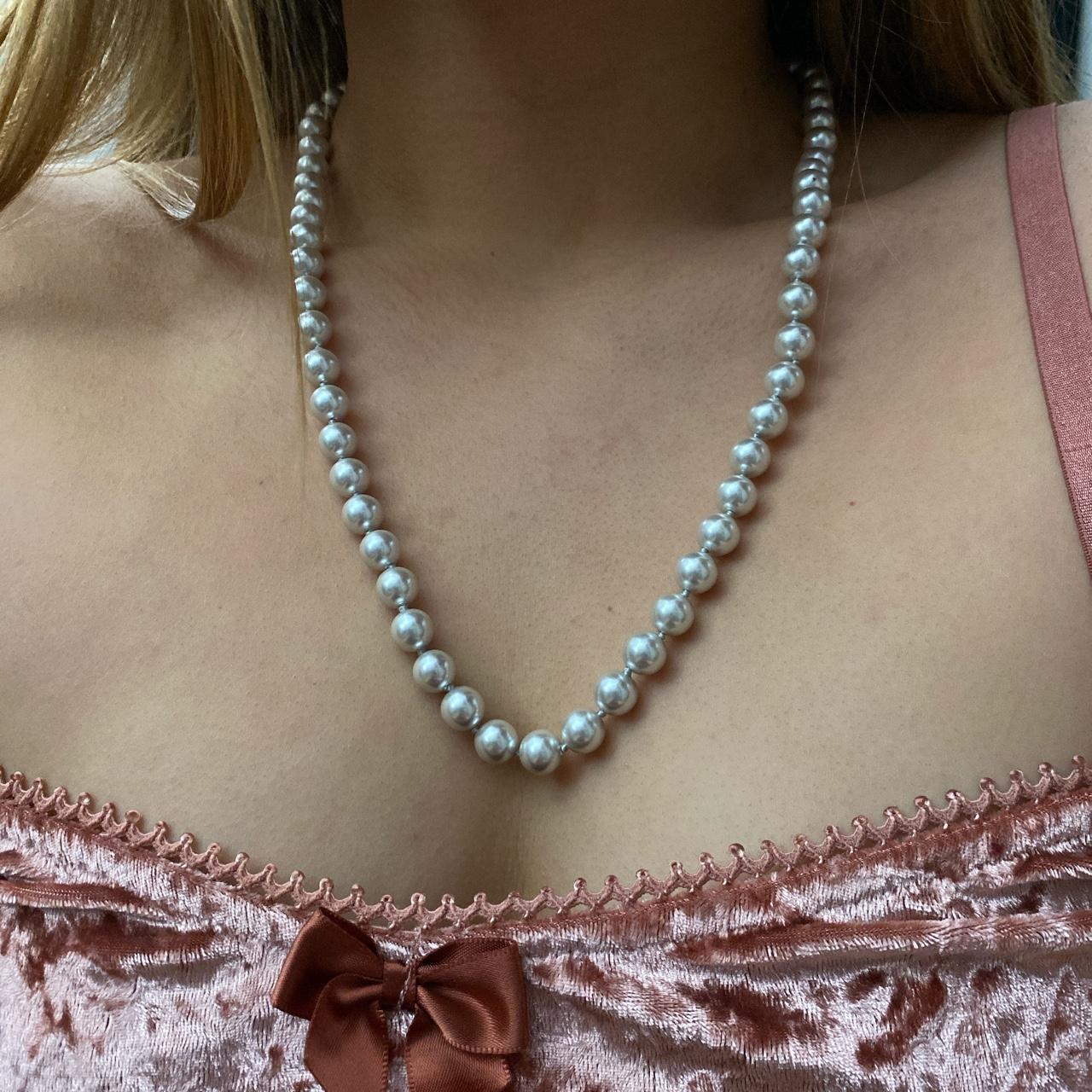Designer by Monet, necklace, pearls and clear rhinestones in silver tone. |  TheLadyJeweler
