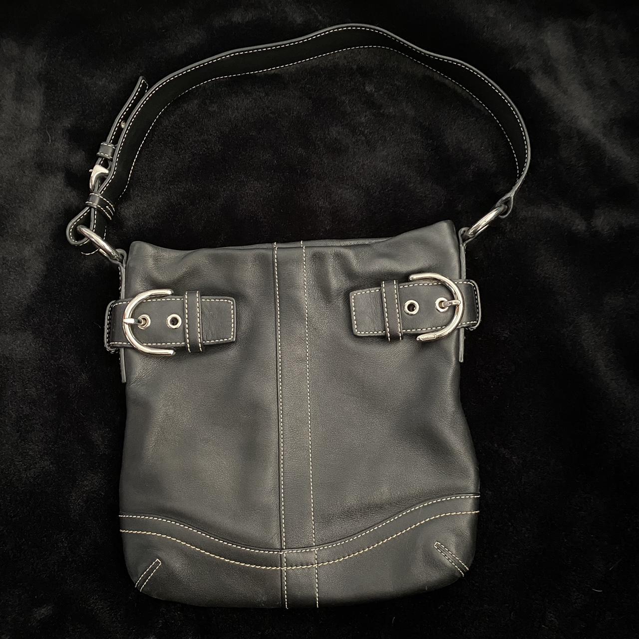 vintage coach shoulder bag. black with buckle. great - Depop