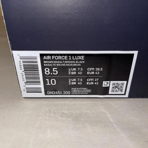 NIKE Air Force 1 Luxe Men's Sneakers Brown Basalt/Brown Black US 9  DN2451-200
