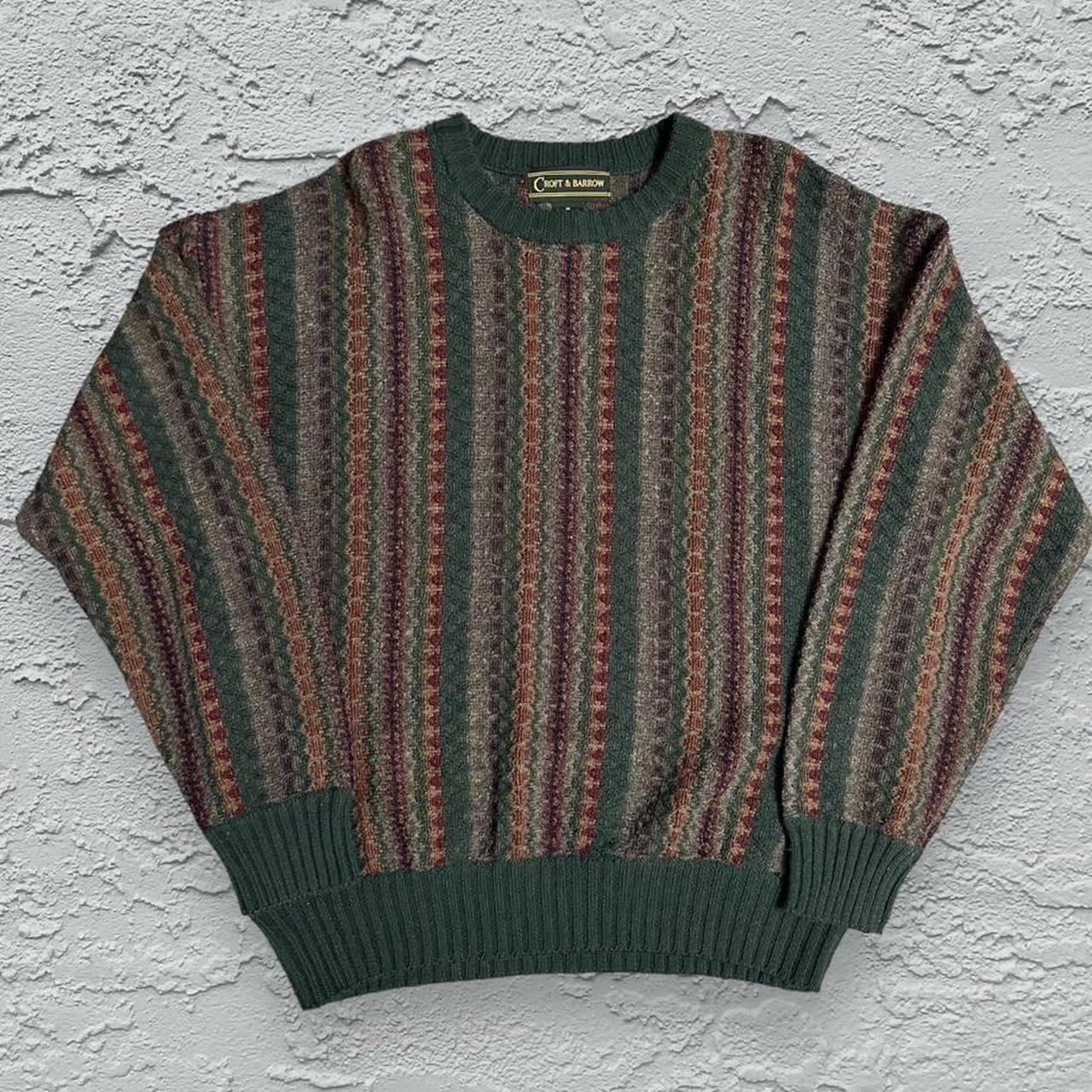 Vintage 90s Grandpa Knit Pattern Sweater 27 in.... - Depop