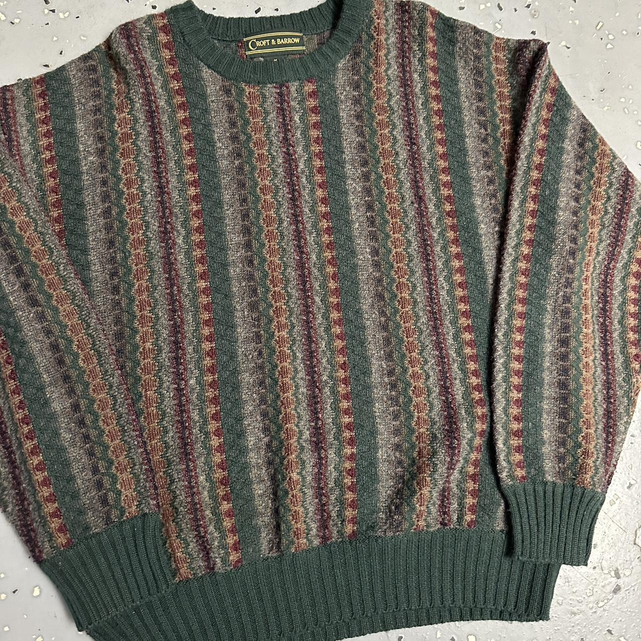 Vintage 90s Grandpa Knit Pattern Sweater 27 in.... - Depop