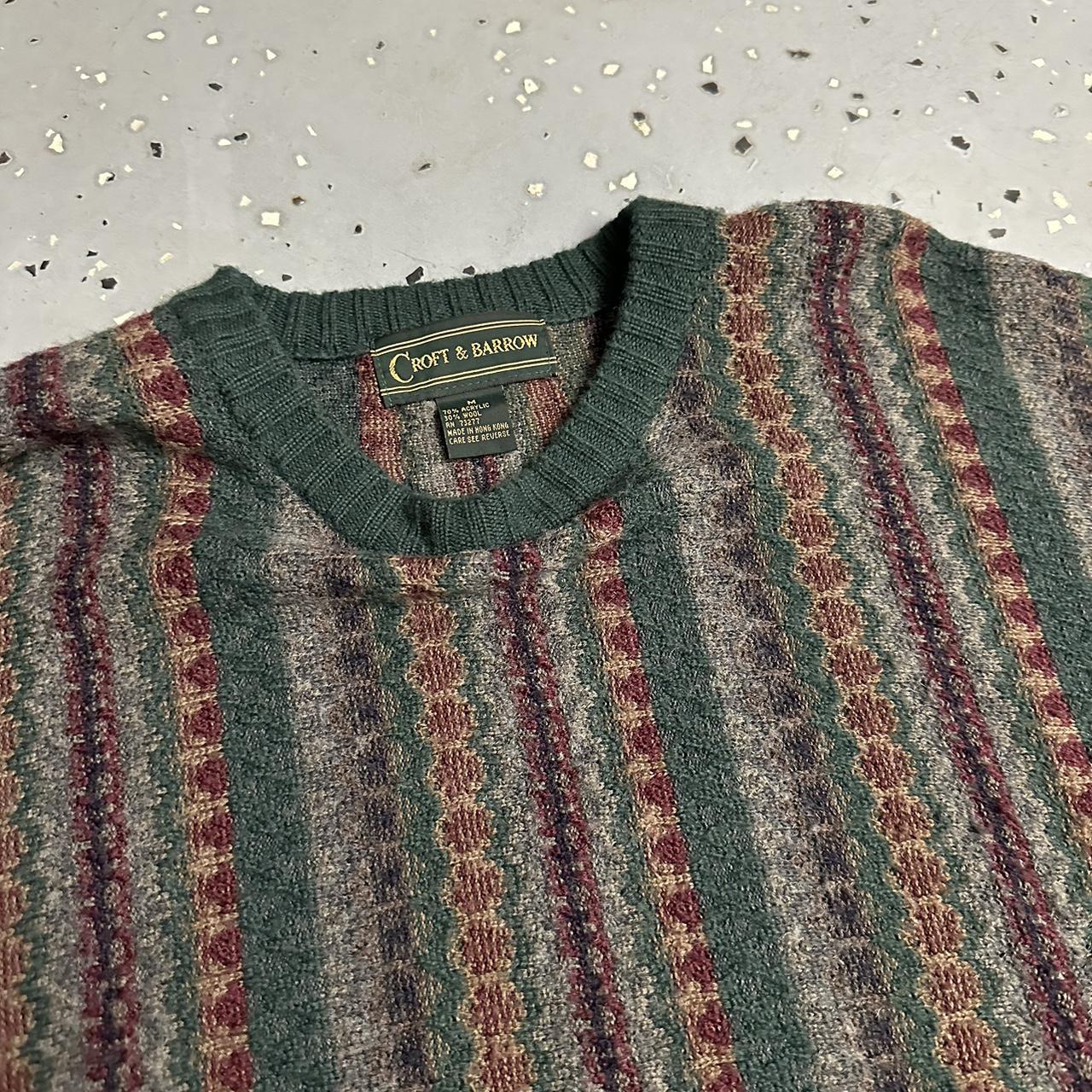 Vintage 90s Grandpa Knit Pattern Sweater 27 in.... - Depop