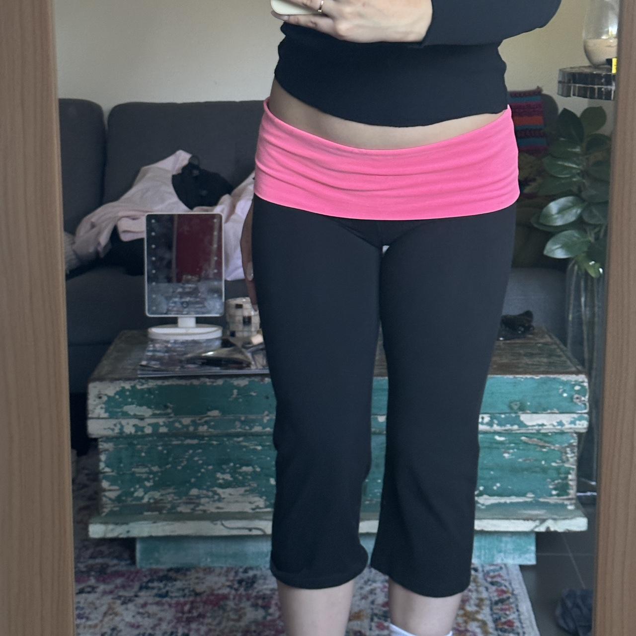 pink foldover capri leggings (not flare) size - Depop