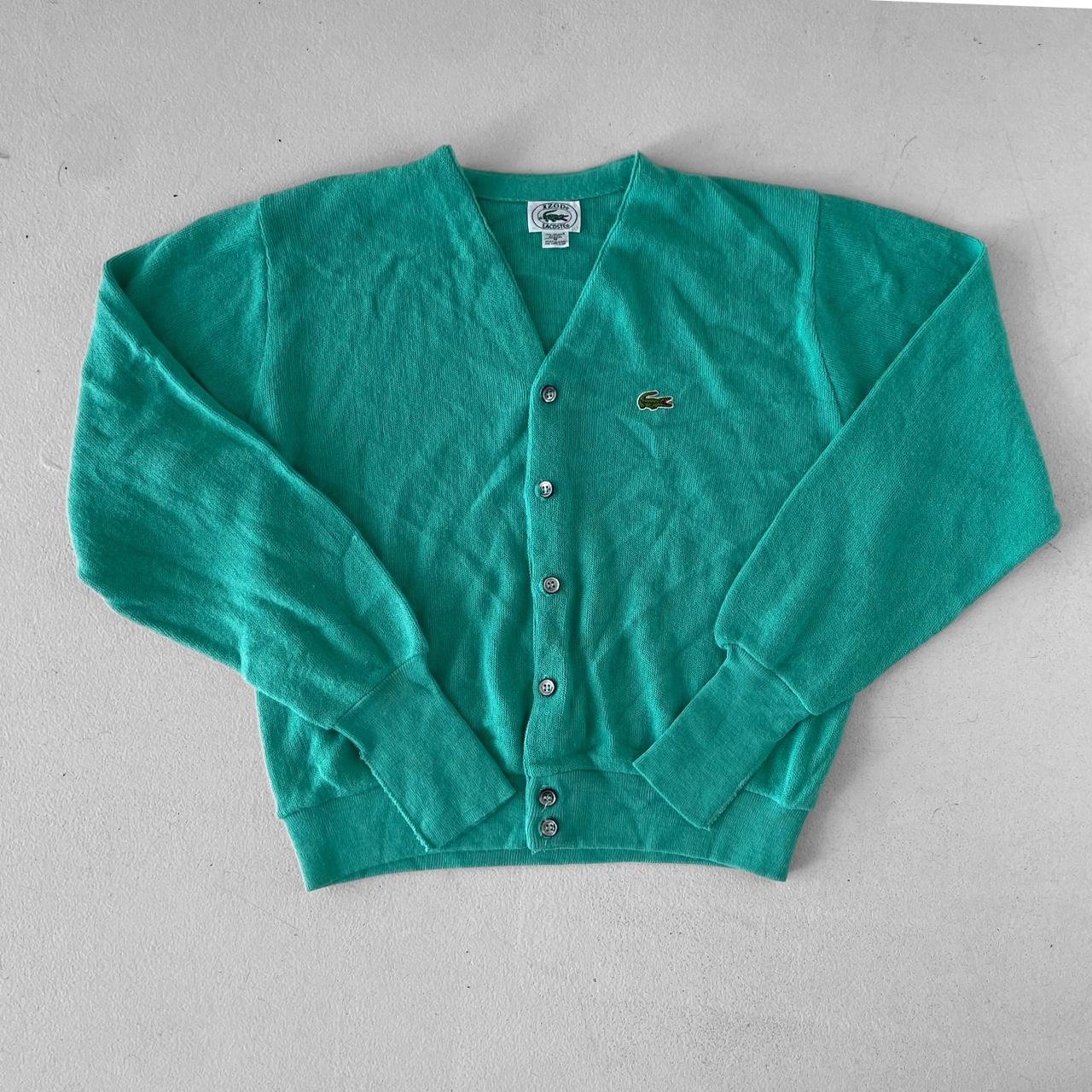 Vintage Lacoste Cardigan in Green with a Small Logo... - Depop