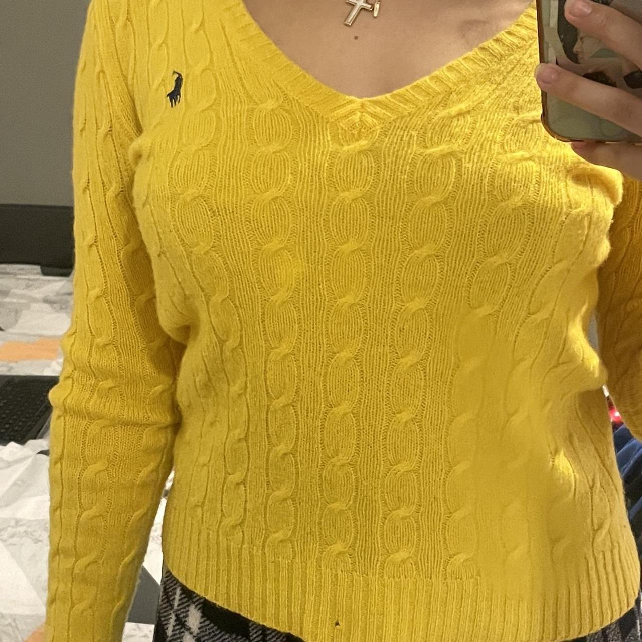 Ralph Lauren mustard jumper women cable knit... Depop
