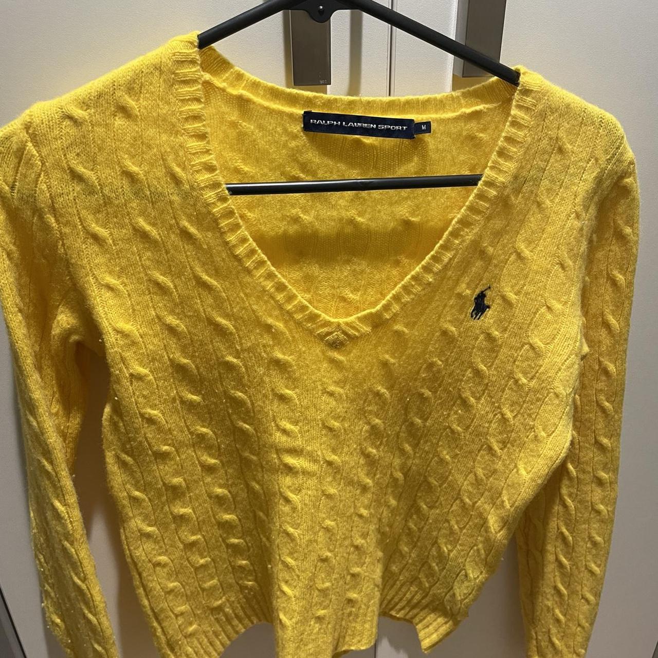 Ralph Lauren mustard jumper women cable knit... Depop