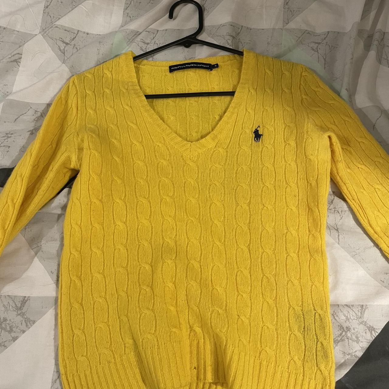 Ralph Lauren mustard jumper women cable knit... Depop