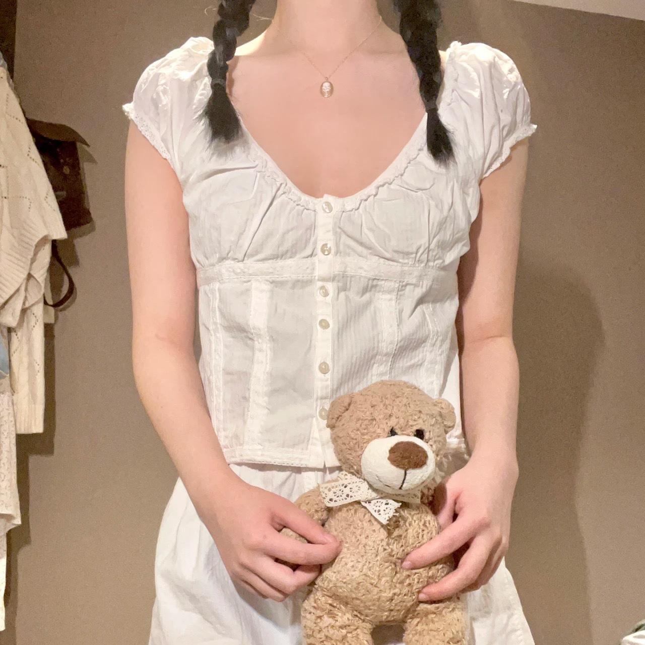 Brandy melville white set Puff sleeve top and... Depop