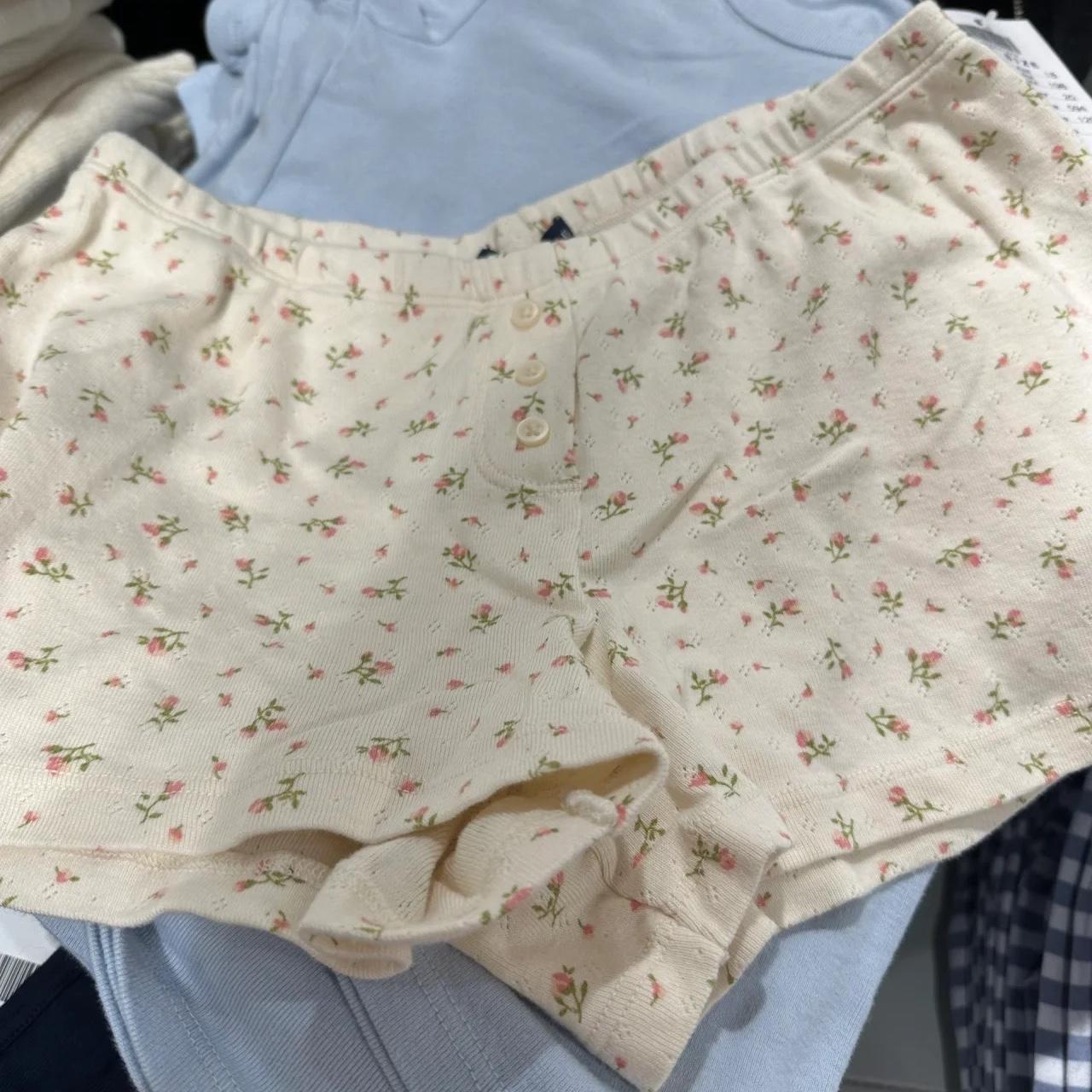 Brandy melville floral pj shorts Cream with pink... Depop