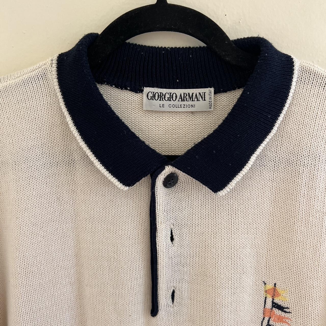 80s90s Girogio Armani ニットポロ Giorgio Armani Men's Textured Knit Short-Sleeve Quarter-Zip