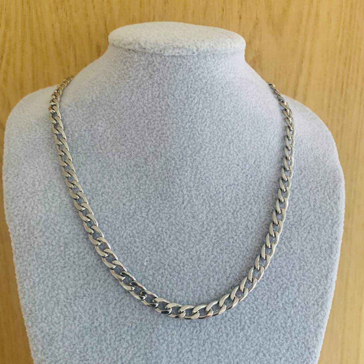 Curb Chain Necklace. Silver. Colour Chain Necklace... - Depop