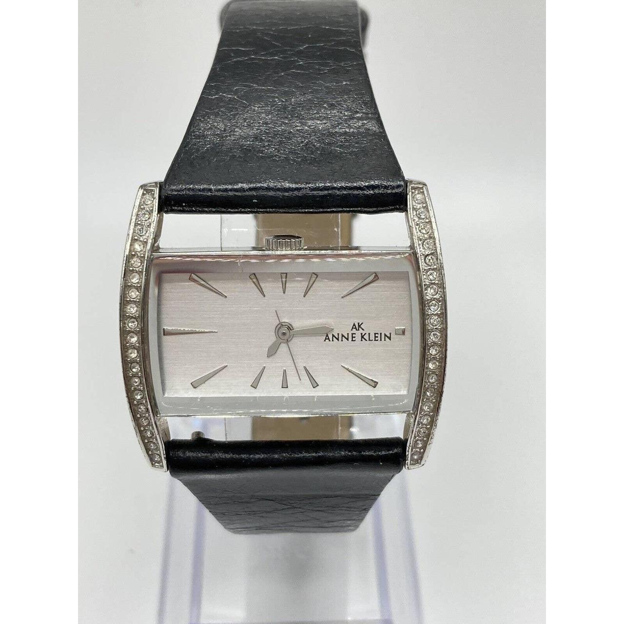Ann Klein 753H Ladies Wide Leather Band Stainless... - Depop