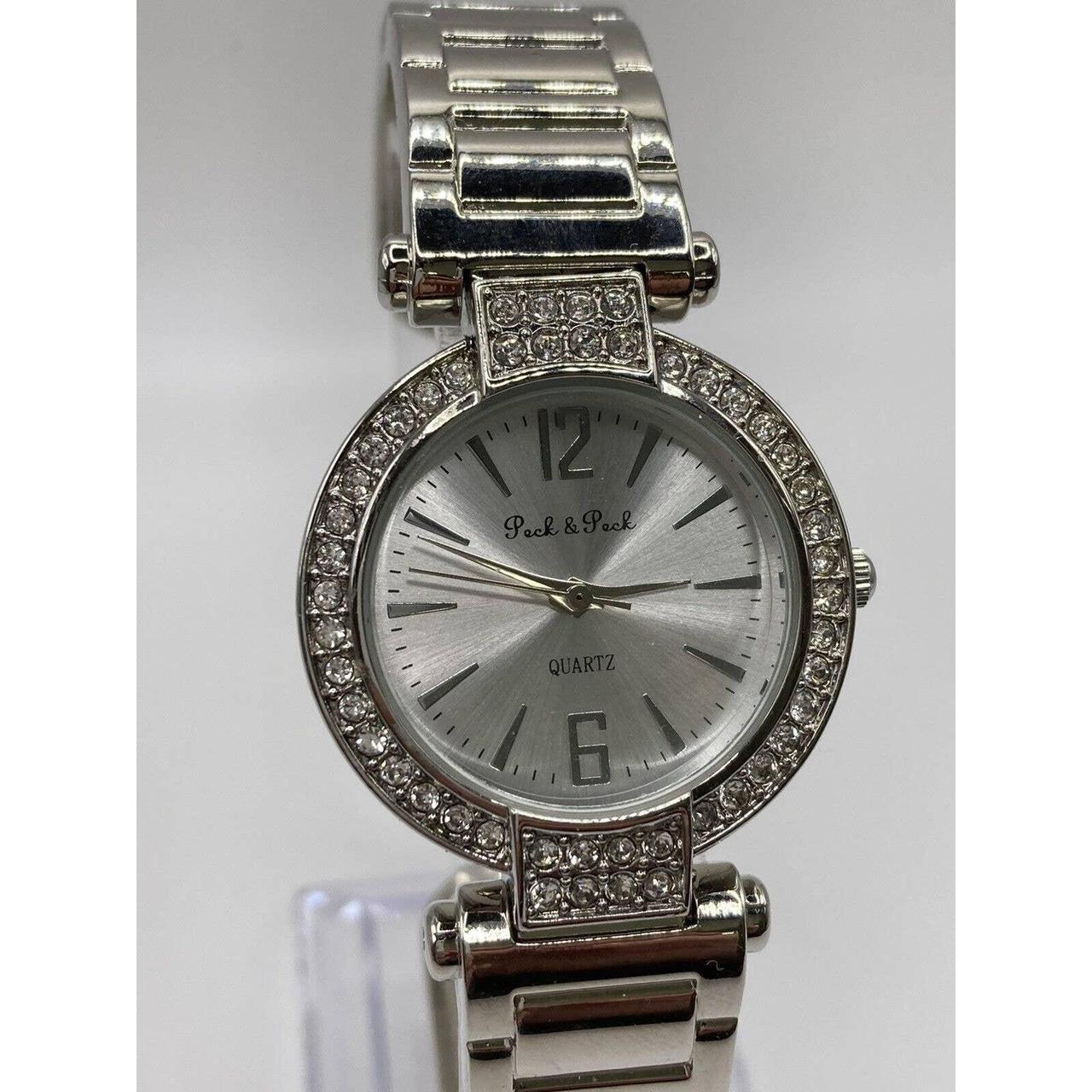 Peck & Peck Ladies Silver Tone Crystal Bezel... - Depop