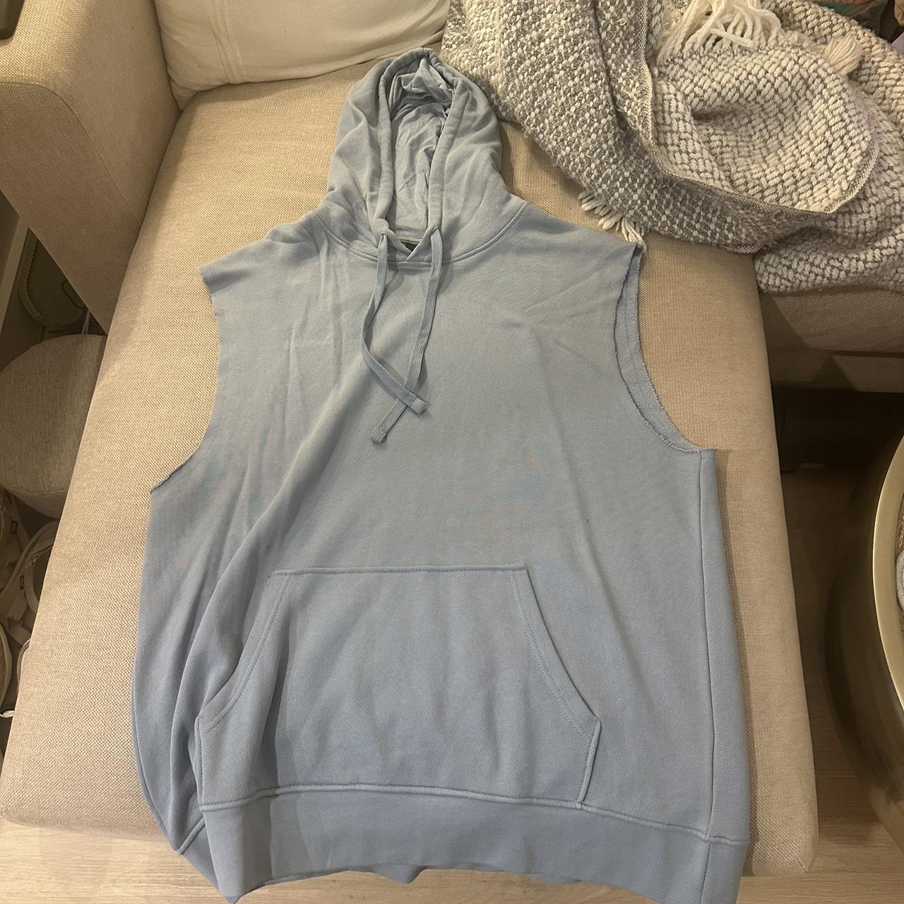 Light Blue Sleeveless Hoodie in Men’s XL Depop