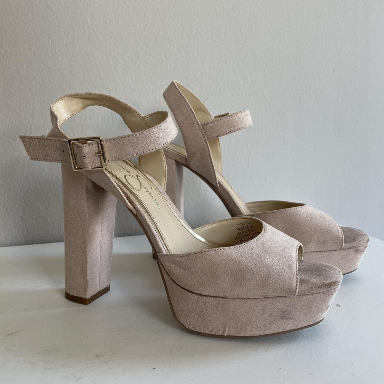 Cream Beige Jessica Simpson heels with golden detail